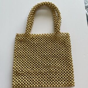 Elegant Tan Beaded Tote Bag